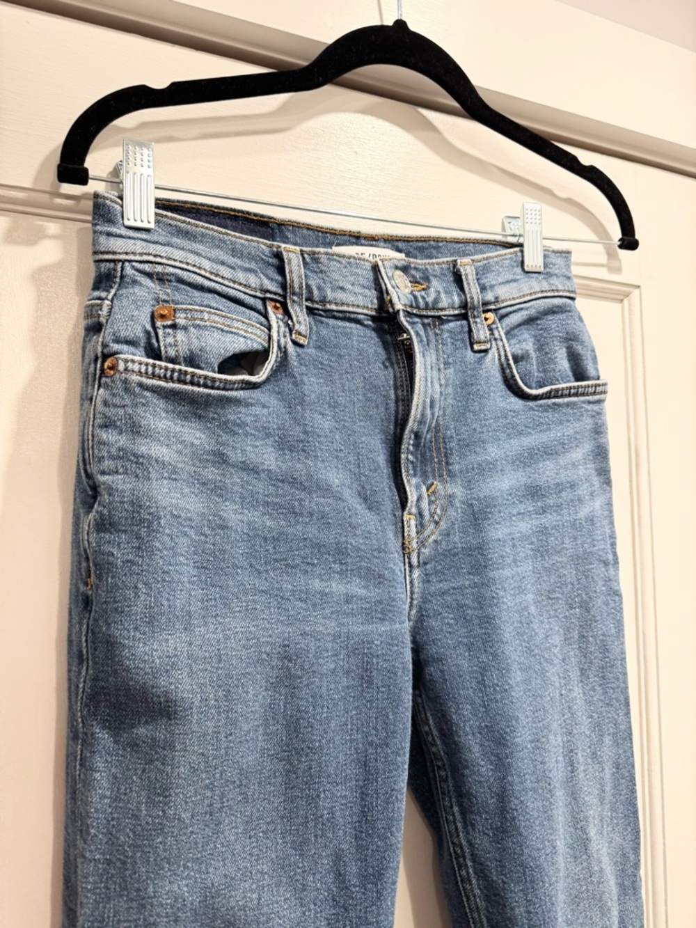 Re/Done RE/DONE High Rise Stretch Reissue Stovepipe Denim 25 Straight Leg 90s - Picture 2 of 9